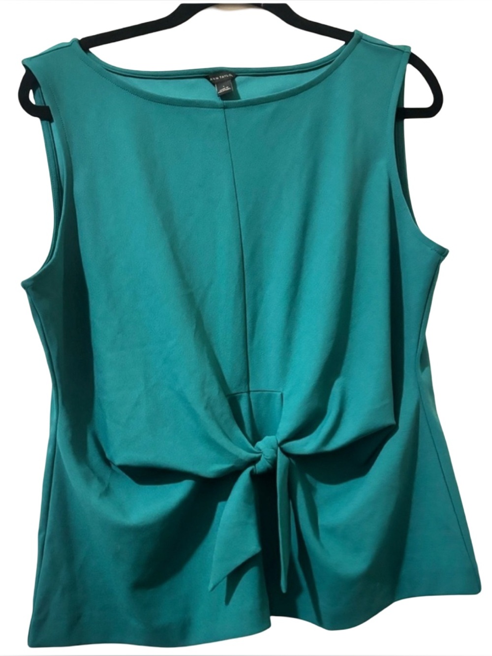 Ann Taylor Teal Sleeveless Blouse Women's Size Large | Knot Tie Front Top